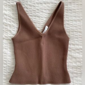 Babaton Size S sculpt knit tank brown
